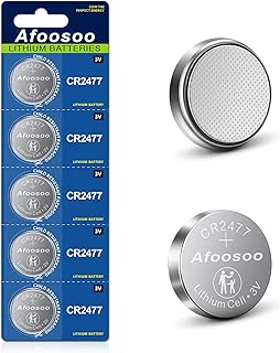CR2477 3v Lithium Coin Battery - 5 Pack CR 2477 Batteries for Ecobee Sensor Remote Smart Thermostat Room Temperature Hidrate Spark Water Bottle Govee SmartThings Motion Detectors Thermometer Sensor