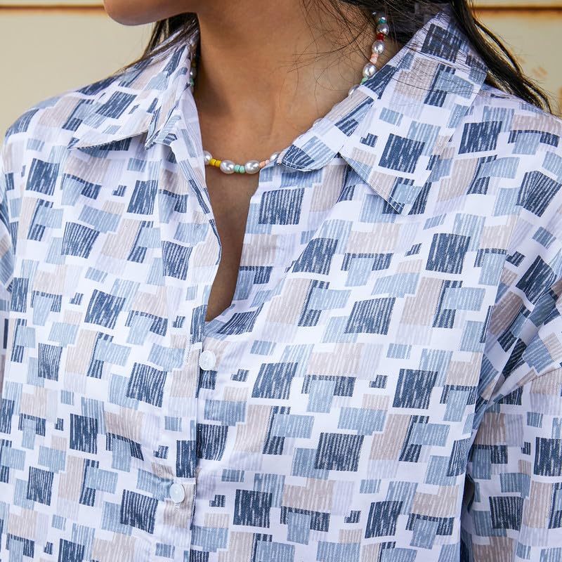 Image of PINACOLADA Women's Solid Oversized Shirt for Casual Wear | Spread Collar | Long Sleeve | Button Closure | Oversized Shirt Crafted with Comfort Fit for Everyday Wear