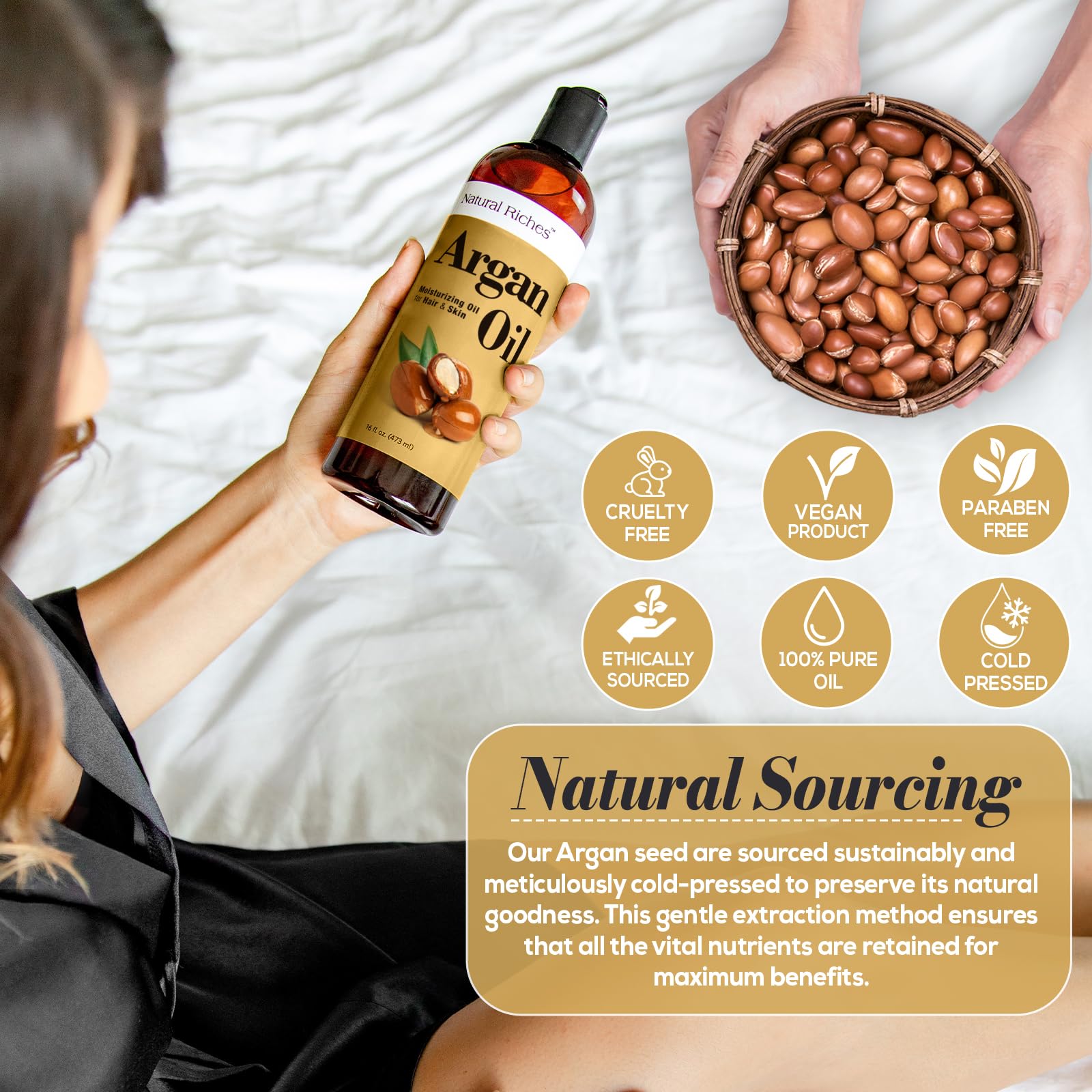 Aceite de argán orgánico de Marruecos, aceite penetrante para el cabello, suero hidratante profundo para cabello seco, dañado y grueso, aceite de Moroccanoil puro prensado en frío para cabello, cara y
