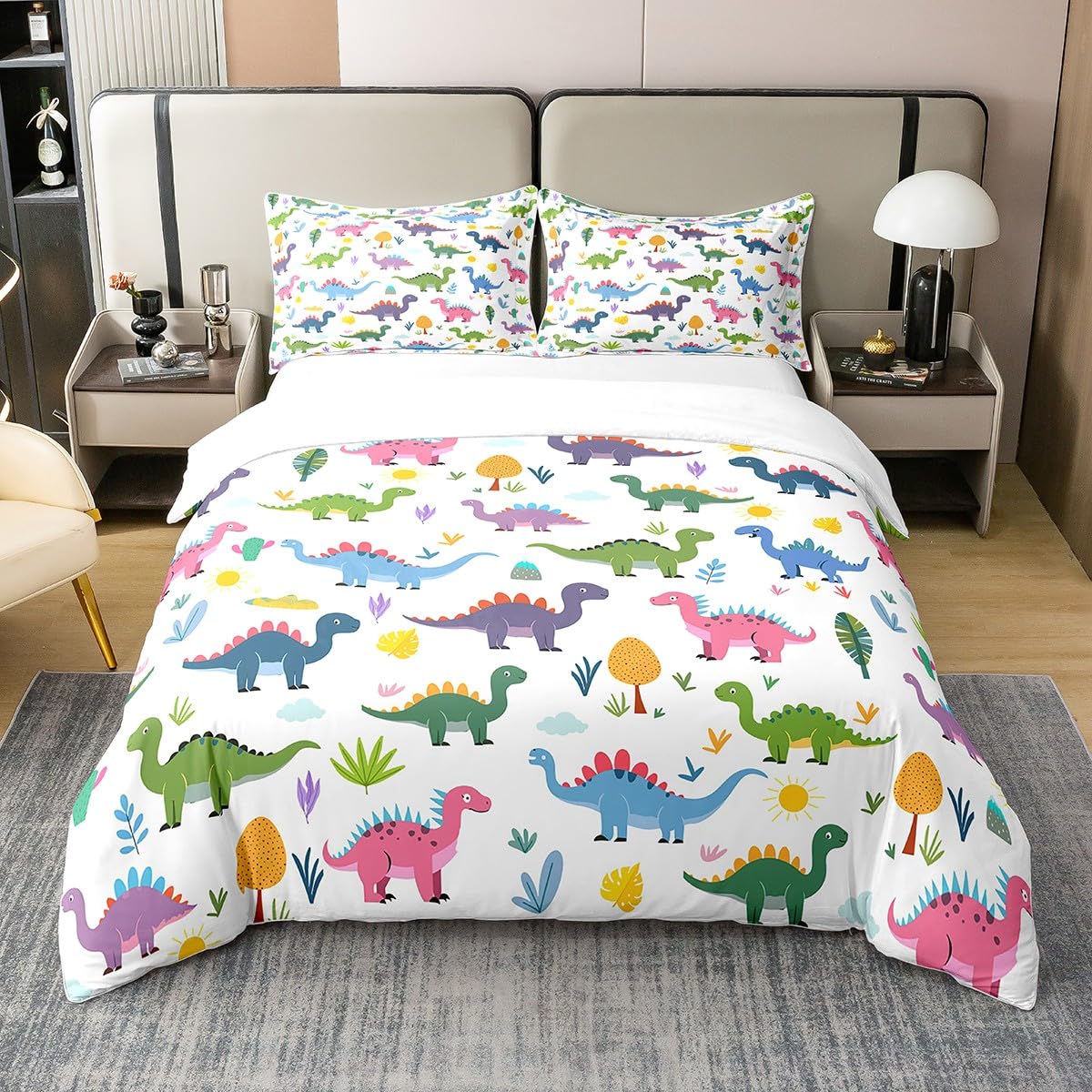 Parure housse de couette animaux sauvages 3D pour lit fille et garçon