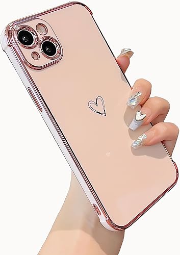 Miniatura 10 de ZTOFERA Funda diseñada para iPhone 15 Pro Max de 6.7 pulgadas, bonito borde chapado con patrón de corazones de amor con protección para lente de