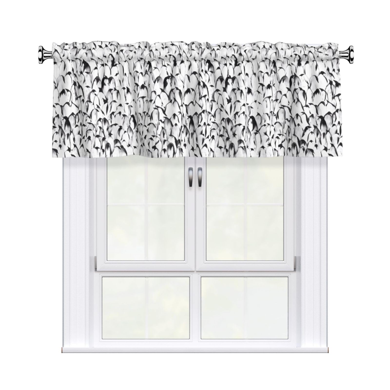 HJFCZH Stylish Crowd of Penguins Pattern Prints Durable Window Layer – 54x18 Inch 100% Polyester Peach Skin Valance for Long-Lasting Style