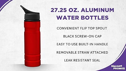 Miniatura 3 de DISCOUNT PROMOS Botellas de agua de aluminio de 27.25 onzas, juego de 10, paquete a granel, ideal para gimnasio, senderismo, ciclismo, camping,