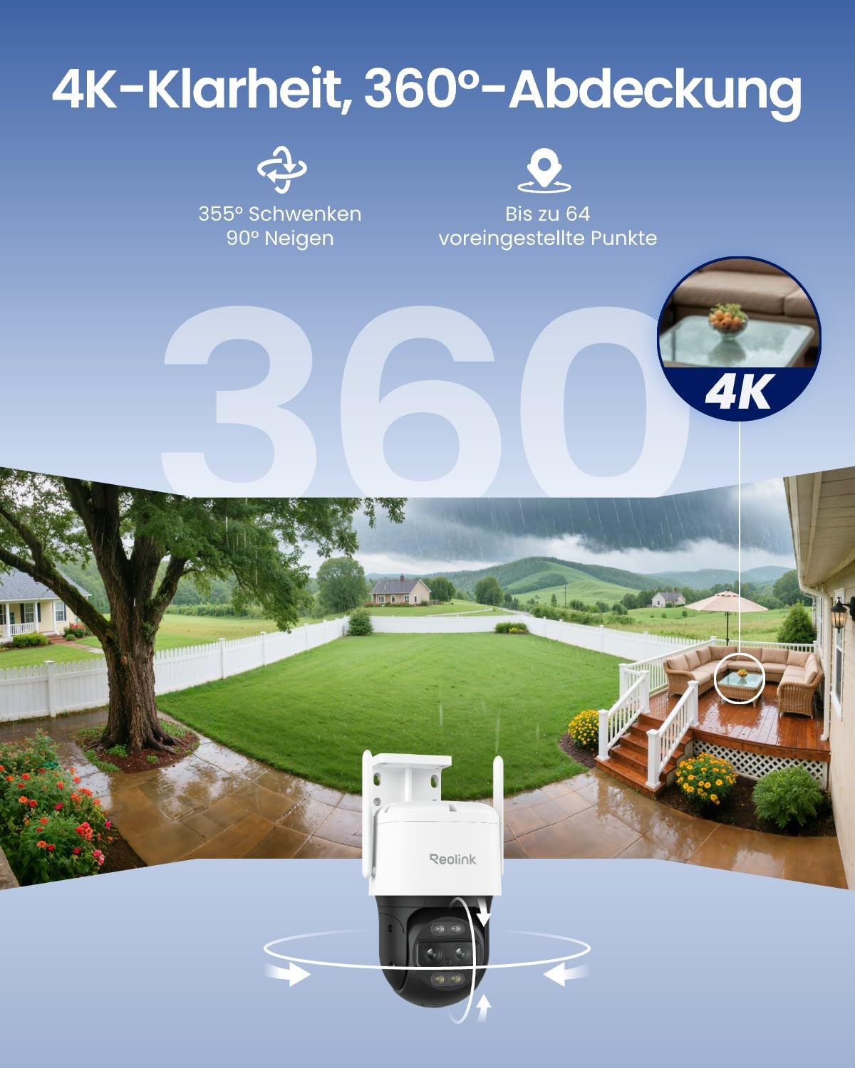 Reolink 4K 8MP Wi-Fi 6 PTZ Überwachungskamera Aussen mit Dual-Objektiv, Auto-Tracking-Zoom, WLAN Kamera Outdoor mit 3 Smart-Erkennungsmodi, 30m Farbnachtsicht, Außenkamera, Dual-Ansicht, TrackMix WiFi