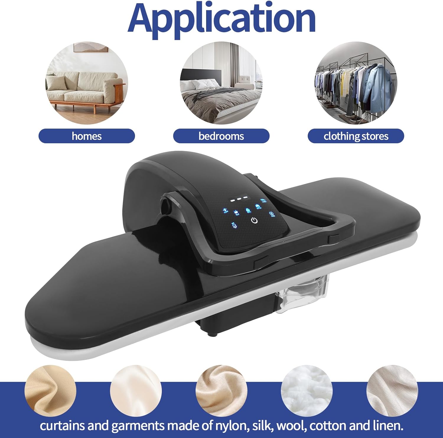 Intelligent Steam Press, 1600W 36"" 5-Modes Professional Steam Iron Press Adjustable Large Digital Iron Commercial Fabric Pressed Machine with Touch Screen for Homes Bedrooms Clothing Stores (Black)