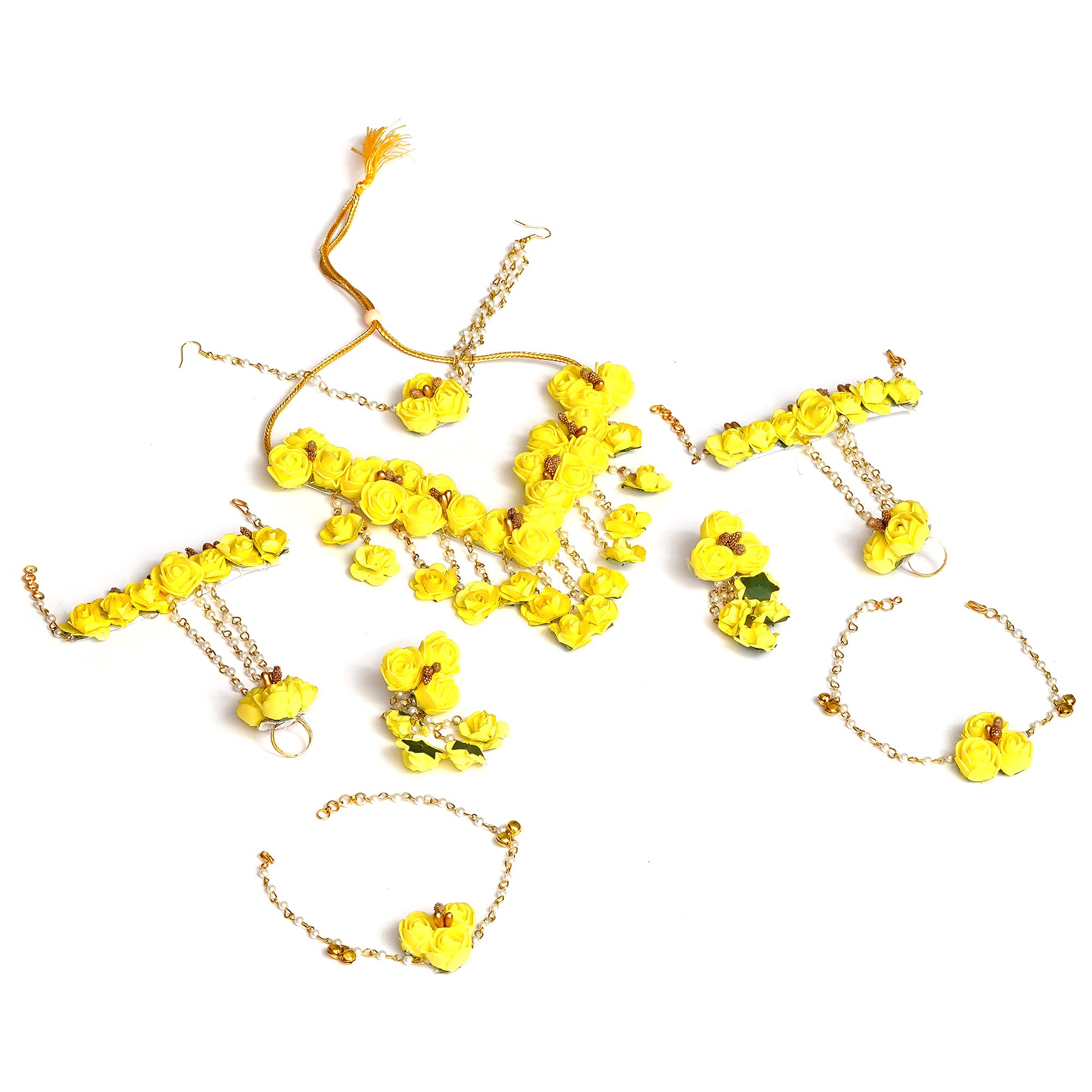 Sanvatsar Flower Jewelry Set for Haldi Baby Shower Mehendi Godbharai Yellow Paper Set for Women and Girls (Yloglo) (B08WCQFP3Q) Amazon Price History, Amazon Price Tracker