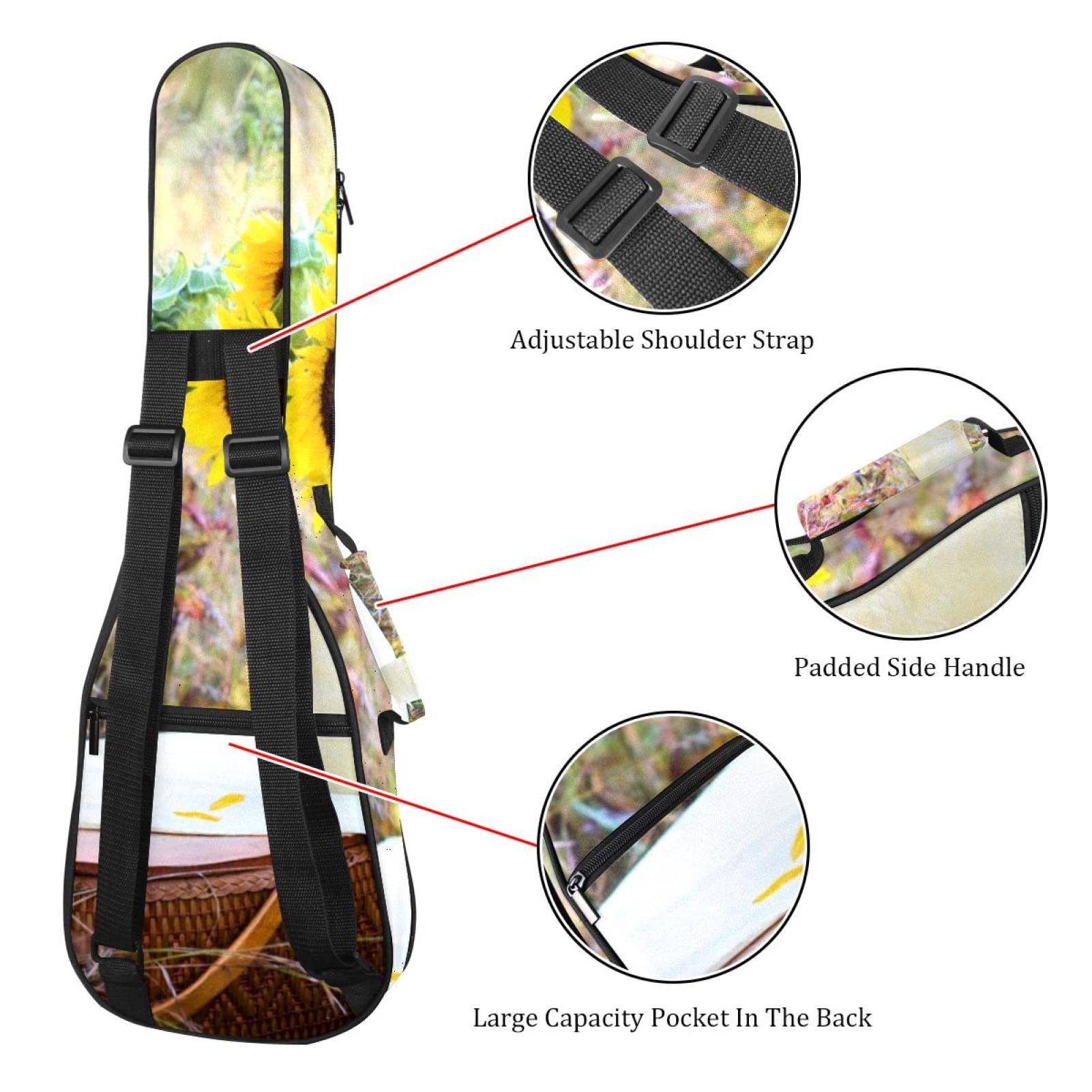Housse pour ukulélé soprano avec sangles réglables et housse rembourrée imperméable pour ukulélé ténor