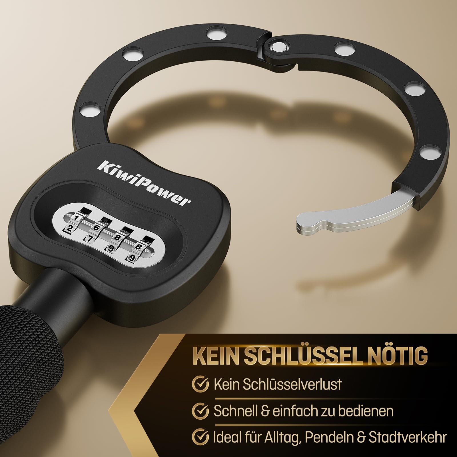 E Scooter - Candado con código numérico (90 cm) | 10 cm de apertura de cadena de acero de 8 mm para patinete eléctrico, bicicleta y bicicleta eléctrica