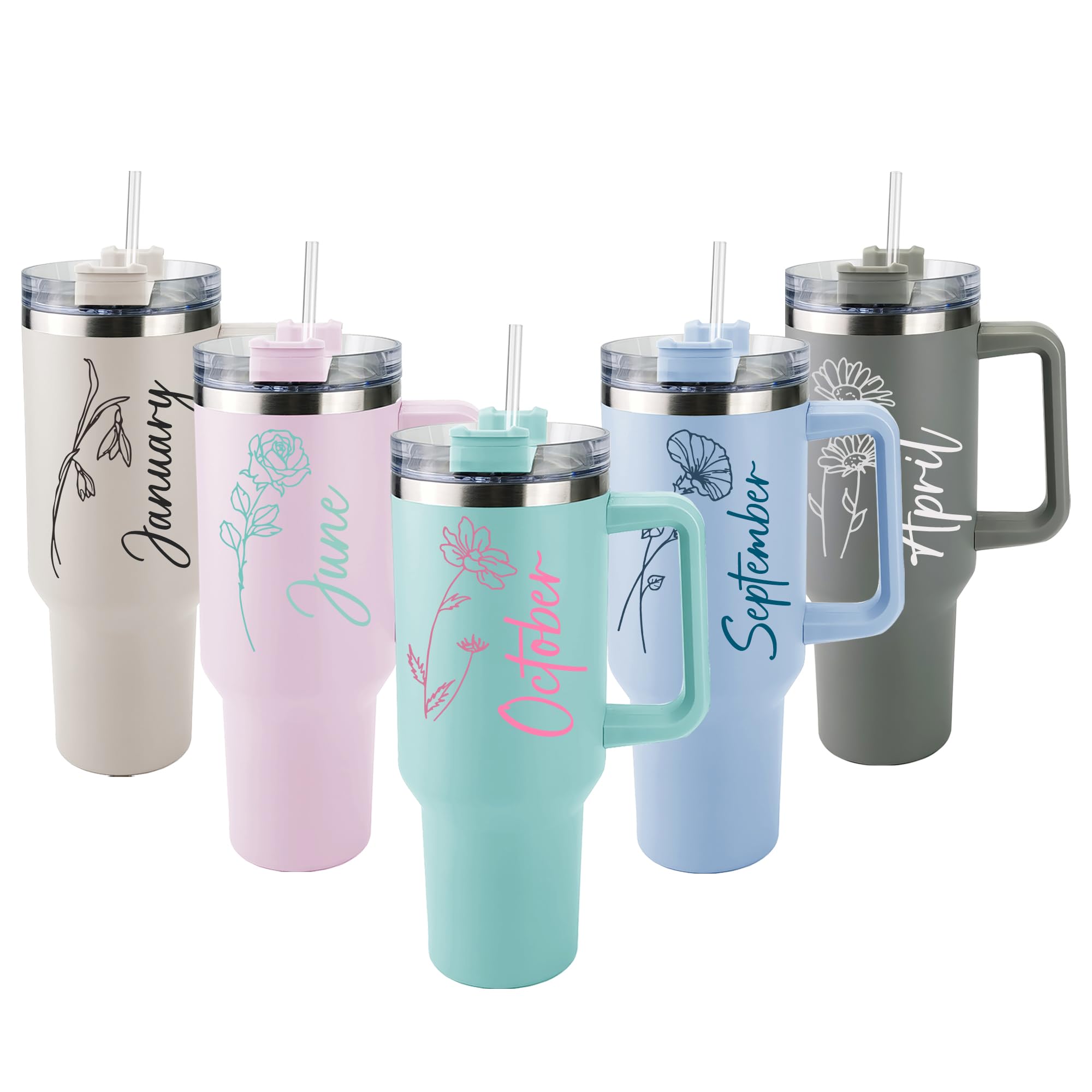 YoltotudePersonalized Tumbler with Handle, 40OZ Travel Cup with Lid and Straw, Custom Coffee Cup, Unique Gift, Leak-Proof, Double-Walled & Vacuum-Sealed for Hot/Cold Beverages