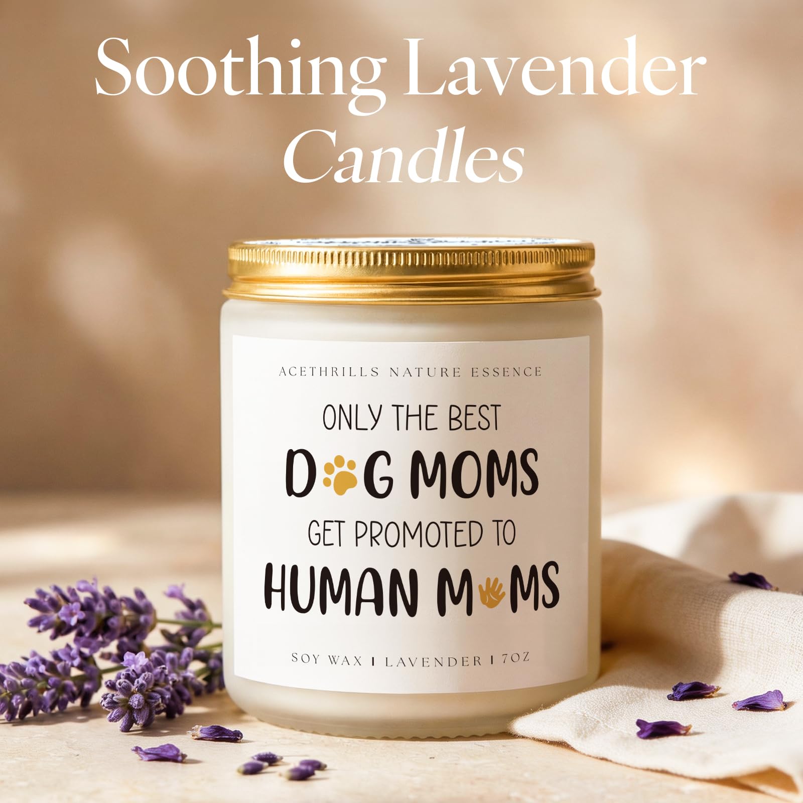 AceThrills New Mom to Be Gift, Pregnancy Gifts for Expecting Mom to Be Gift, Postpartum Gifts for Moms First Time - 7 Oz Lavender Scented Candle (Dog Moms)