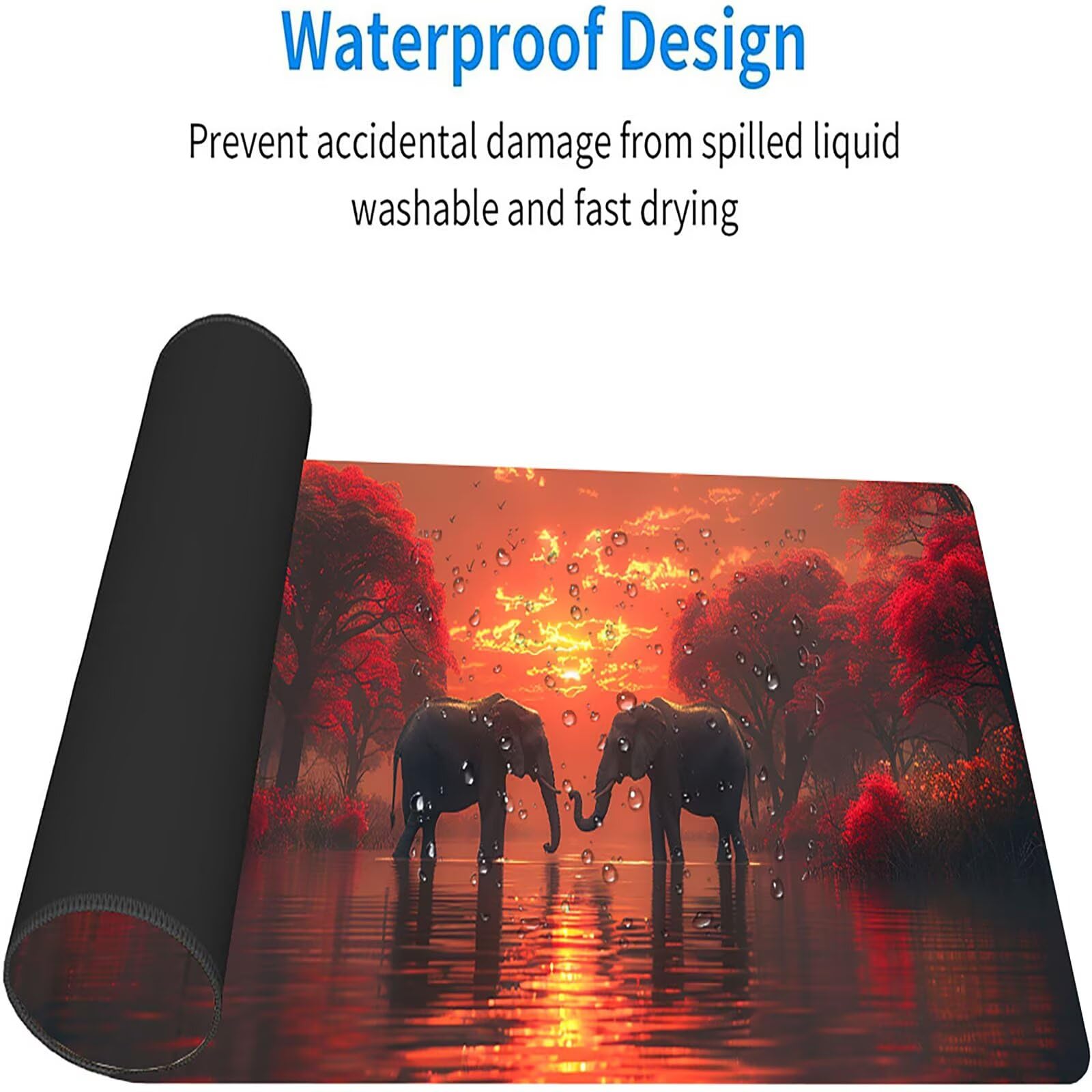 Tappetino Mouse Elefante, Tappetino Mouse XXL 1500 x 800 mm, Gaming Mouse Pad con Base in Gomma Antiscivolo, Mousepad Migliorare la Velocità e la Precisione, Ufficio Accessori Gaming, Rosso 7-8922