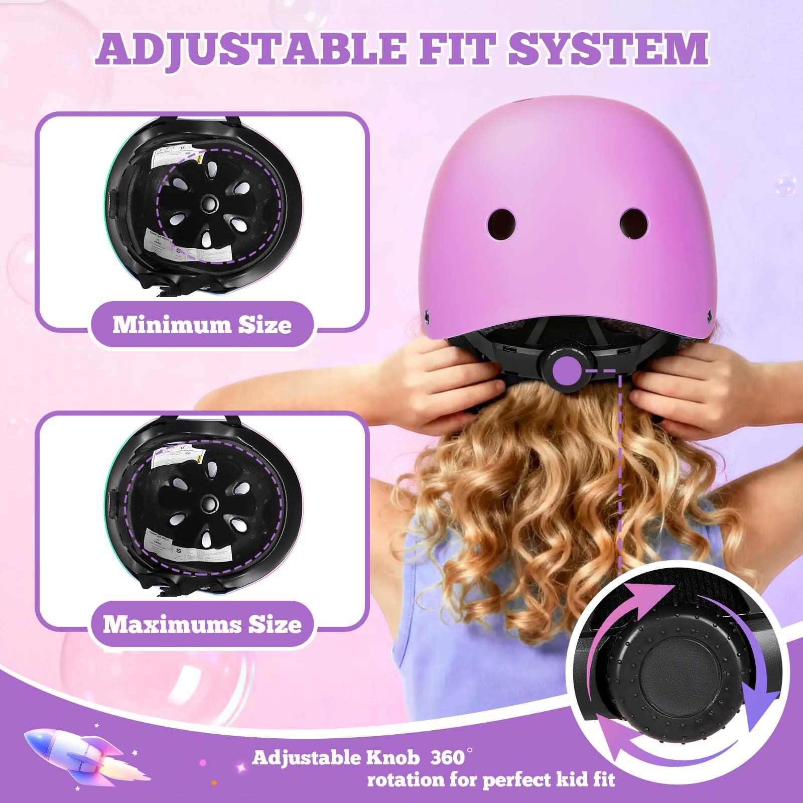 Casque de vélo pour enfants, garçons, filles et adolescents âgés de 3 à 14 ans, y compris coudes, genouillères, poignets, ensemble de protection pour casques pour enfants, vélos, skateboards