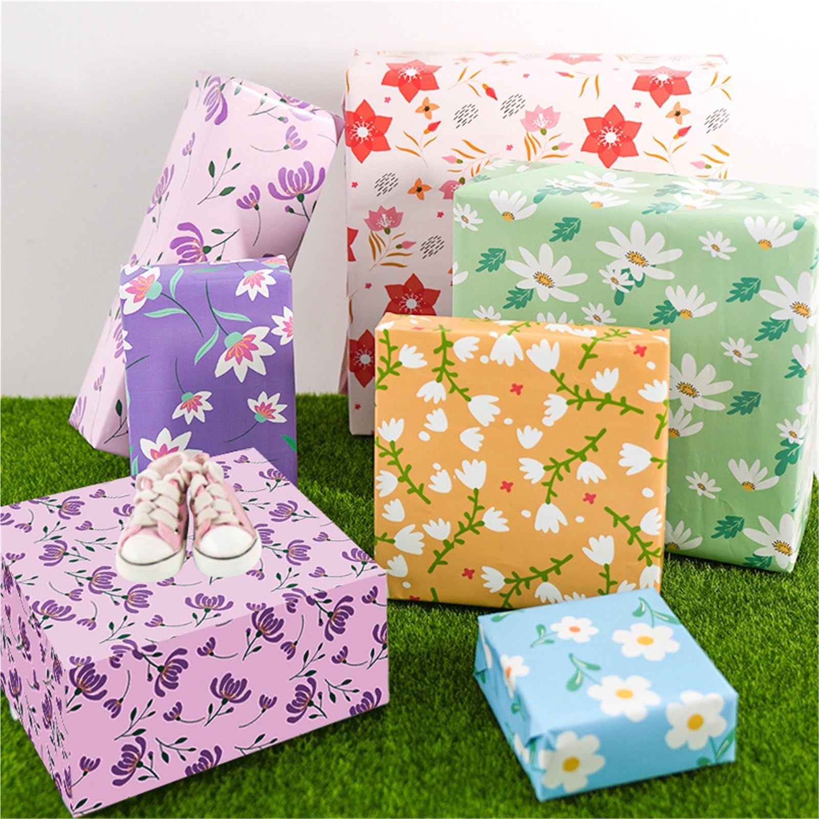 6 rollos de hojas papel regalo florales en rollo 50x70 cm para Cumpleaños, Bodas