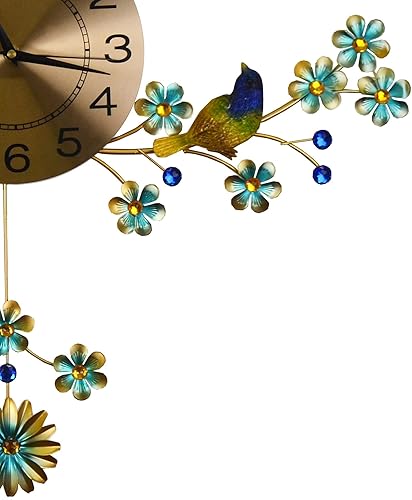 Miniatura 4 de Reloj de pared grande de 3 Bluebird Gold con detalles de cristal