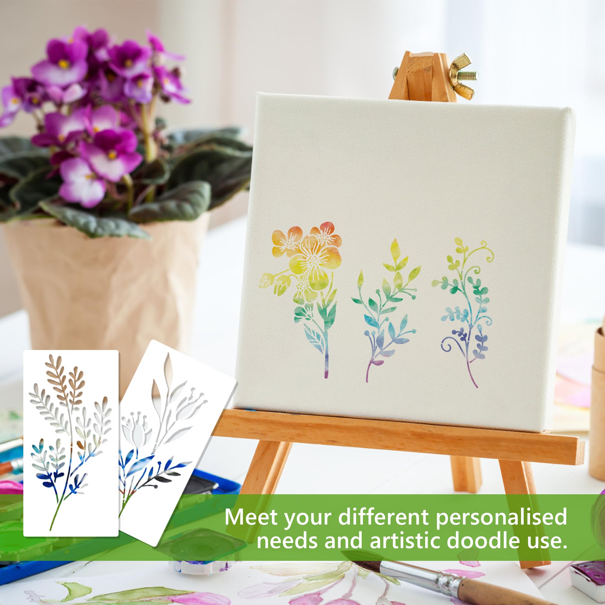 Stencil botanico per artigianato piccolo fiore di campo floreale stencil per dipingere su carta di legno, piccoli stencil per arte essenziale per