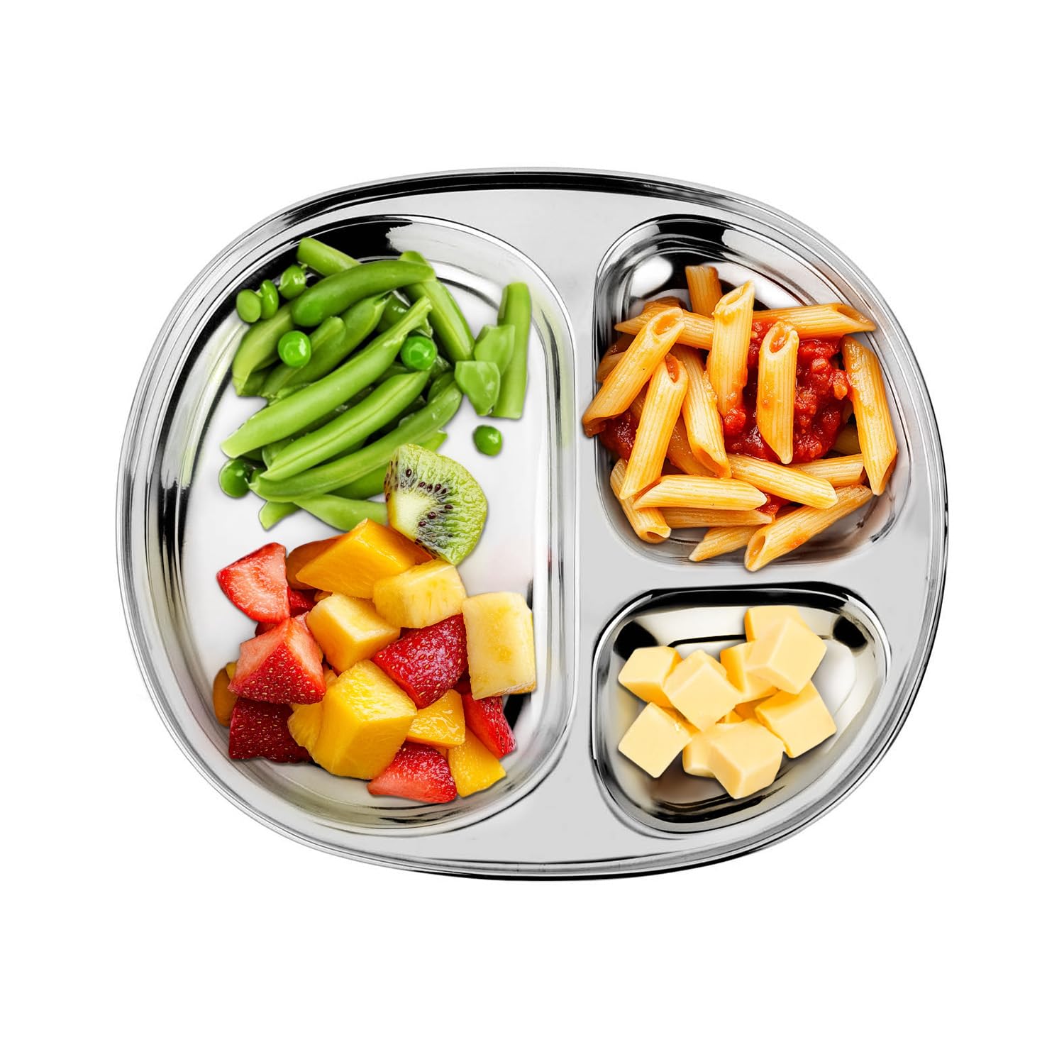 Ahimsa Stainless Steel Kids Plates - Divided Toddler Plates, Pediatrician Designed, Non Toxic Toddler Plate, Camping Plate, BPA Free & Dishwasher Safe (Single)