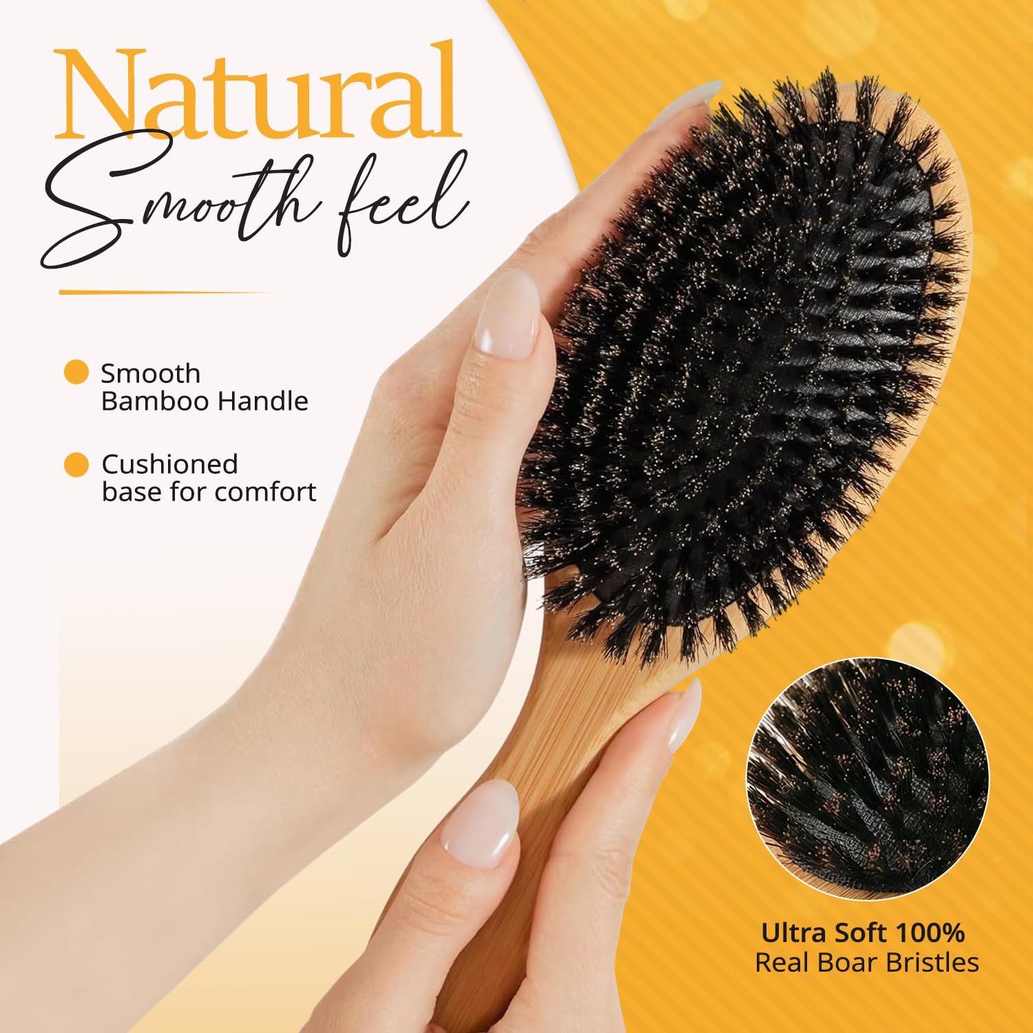 Belula Set spazzola per capelli. 100% setole cinghiale per capelli sottili e fini. Ripristina lucentezza e consistenza. Pettine in legno, borsa da viaggio e fascia per spa inclusi!