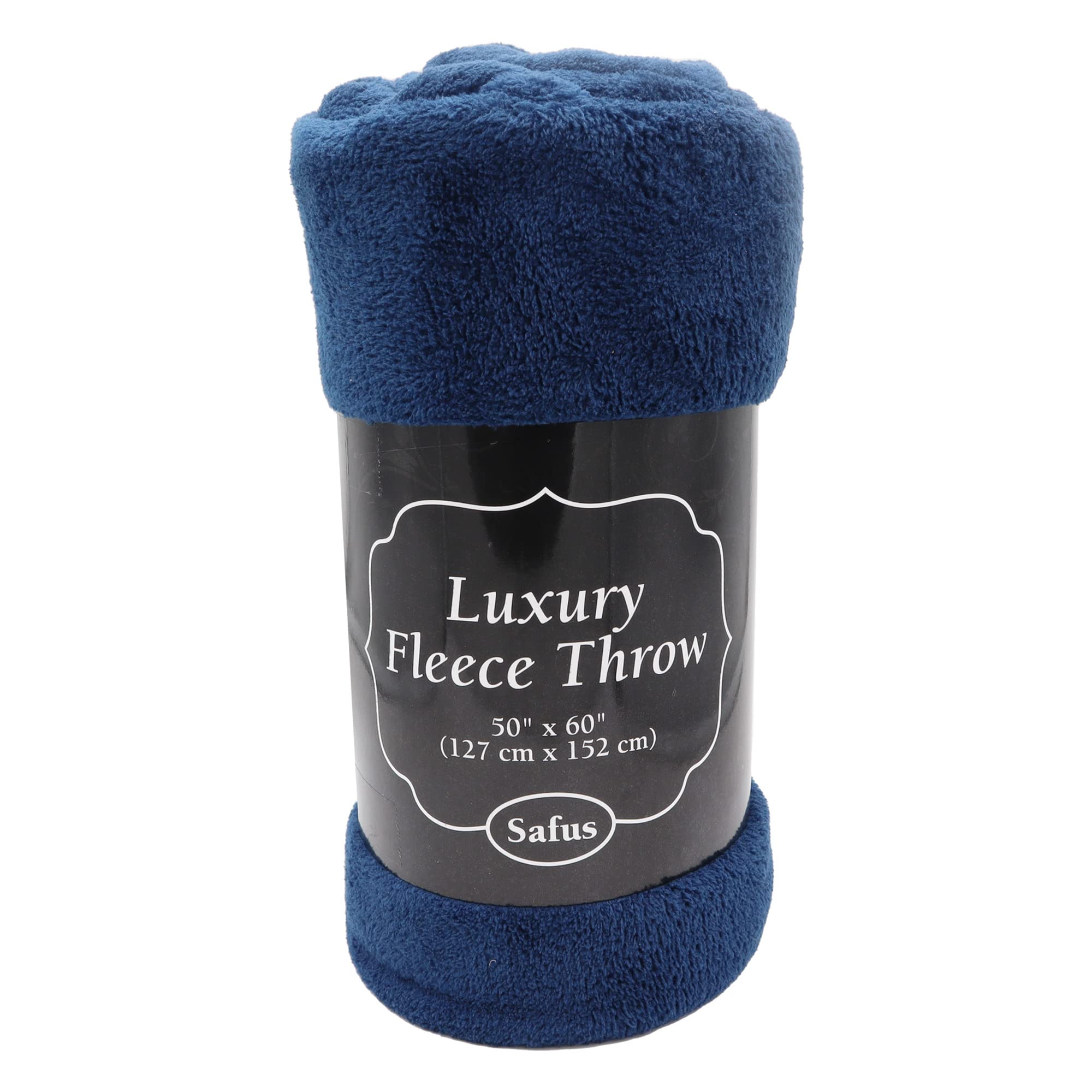 Safus Solid Fleece Blanket Plush Throw 50'' x 60'' - Dark Blue 50 x 60 inch (01CDARKBLUR01)