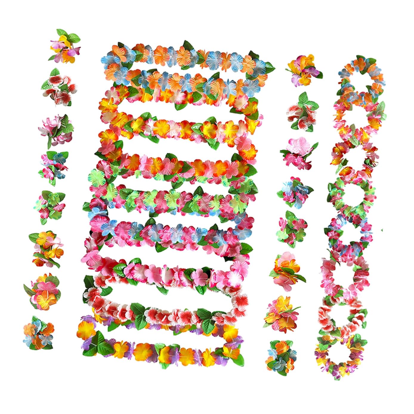 STOBAZA 2juegos Conjunto De Accesorios De Fiesta Hawaiana De Guirnaldas De Flores Diadema Collar y Pulseras Decoración Para Eventos Tropicales Para Cumpleaños y Celebraciones Luau