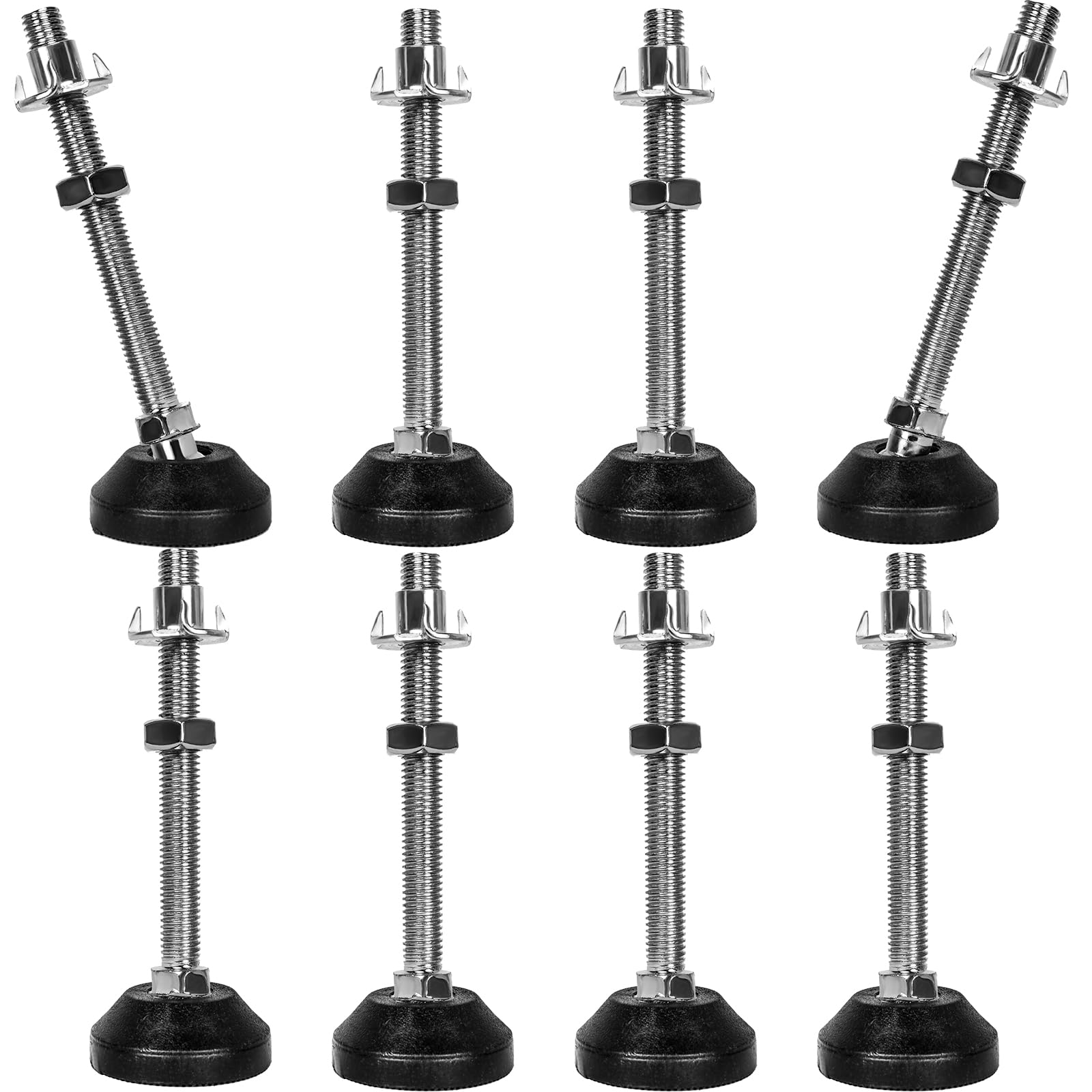 SHUIOG Levelling Feet 8 PCS Furniture Levellers Feet adjustable M8 x 85 mm adjustable Legs for Furniture with Hexagon Locking Nuts, Four-Pronged Tee Nuts, Metal Drill ((8 pcs) M10*100*Ø50mm)