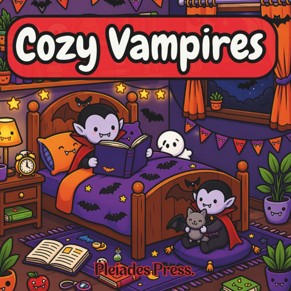 Cozy Vampires: A Cute and Relaxing Coloring Book for Adults and Teens Featuring Cozy Fantasy Scenes and Adorable Vampires (Cozy Creatures)