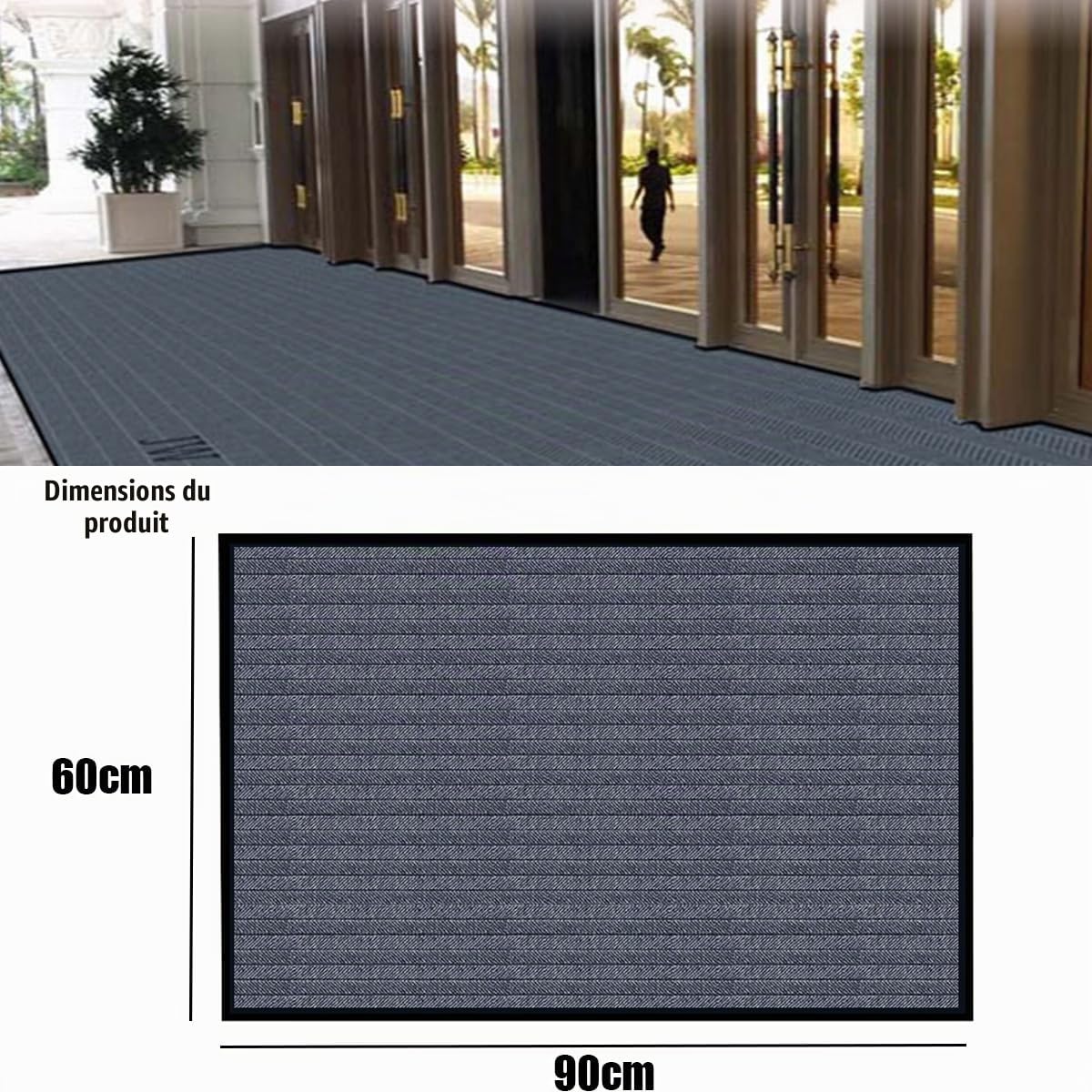 Tapis Personnalisé Entrée Paillasson Intérieur ou Extérieur Personnalisable Famille avec Logo et Texte Antidérapant et Absorbant pour Maison, Porte de Bienvenue (90×60 cm)