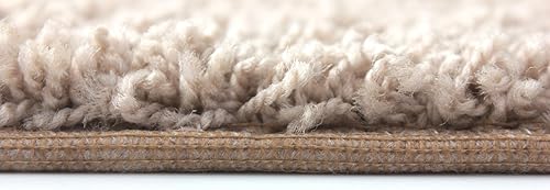 Miniatura 4 de Alfombra beige de 8'x10'. ALFOMBRA con textura de felpa FRIEZE para uso residencial o comercial. Aproximadamente 12" de grosor con encuadernación.