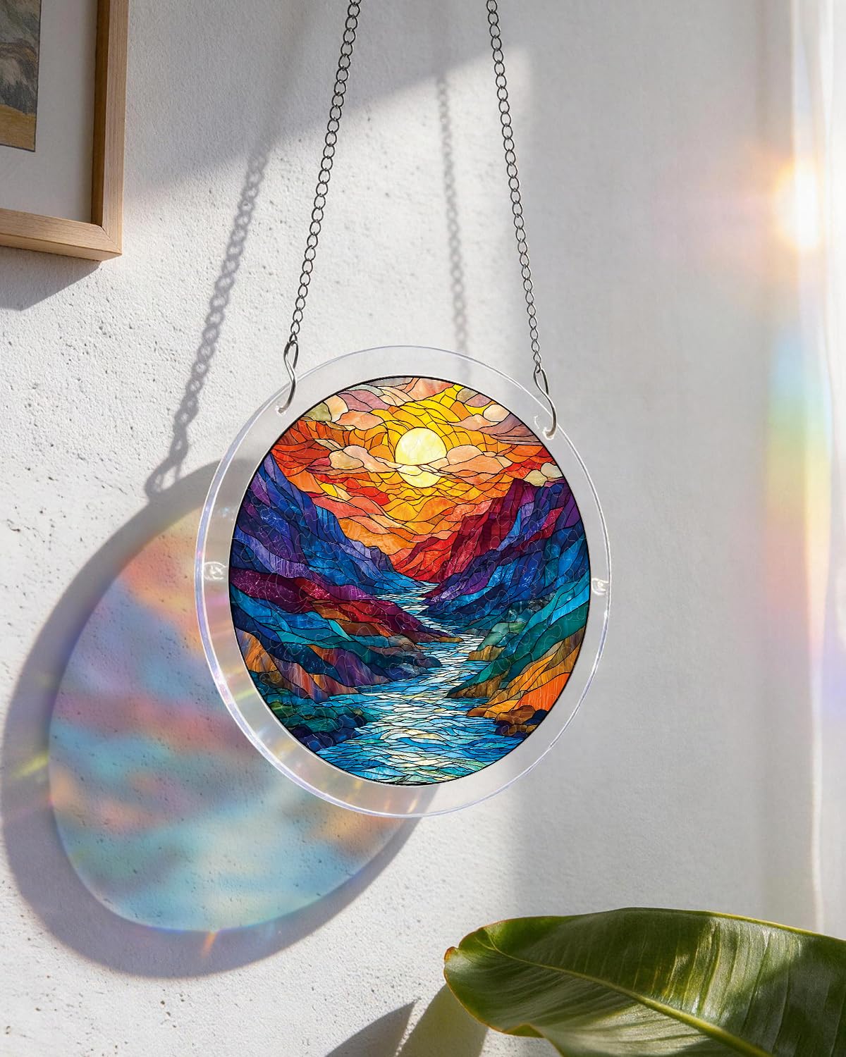Acrylic Puzzle for Adult, Colorful Mountain Moon Sun Catchers Window Hanging Panel 83 Pieces Puzzle SunCatchers for Home Decor Birthday Women Men Mom 7.36 in — view 3
