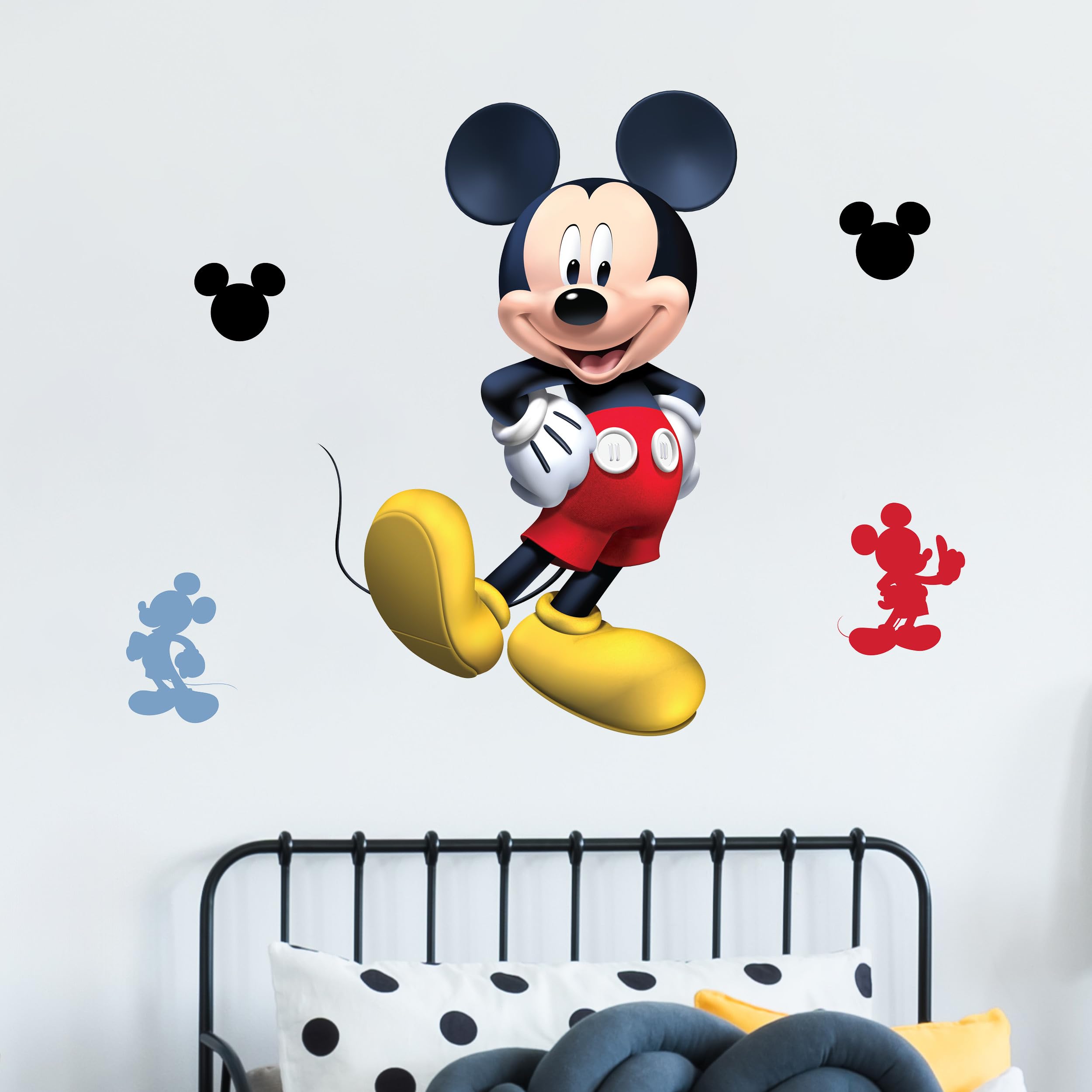 Disney Mickey Mouse Wall Decals - 28" Vinyl Stickers for Bathroom Nursery Bedroom Decor - Peel and Stick Room Decorations