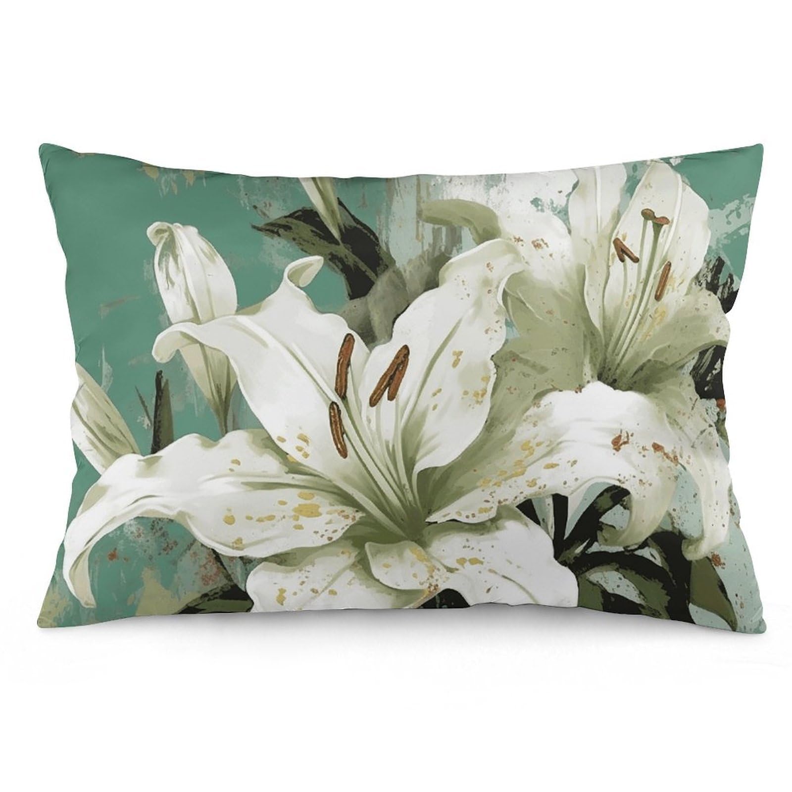 2 Pack Pillow Cases for Hair and Skin, Soft Breathable Pillow Case Covers with Hidden Zipper, Light Green Lily Pillowcase 12 "x20 Pillow Covers for Sleeping Gift