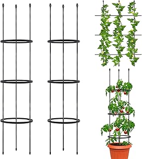 deaunbr 2 Pack Garden Trellis and Tomato Cages, Plant Supports Plant Trellis for Climbing Plants Indoor Outdoor, DIY Tomatoes Cage Potted Plant Support Stakes for Vegetable, Rose, Bean, Pots