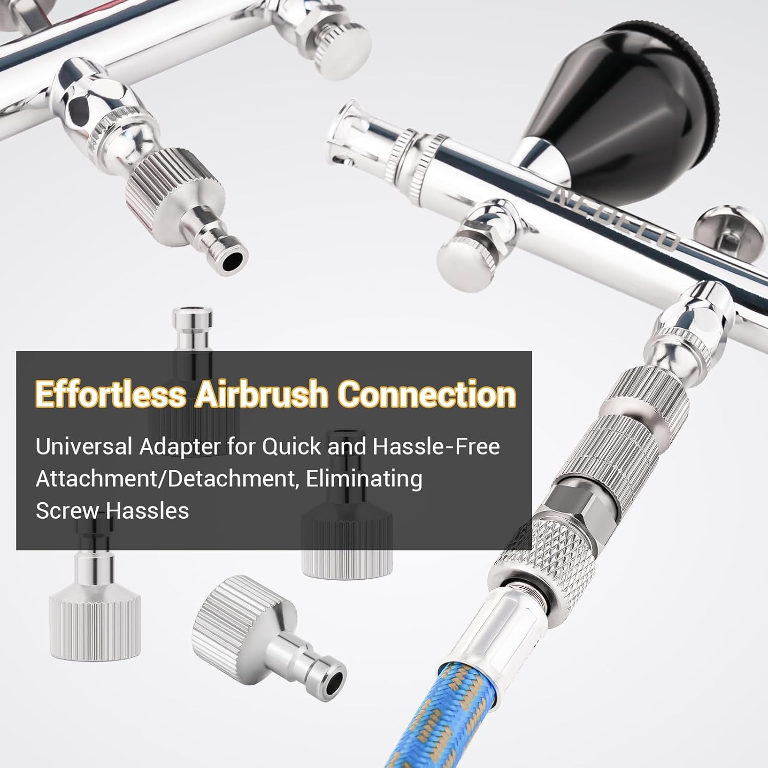 NEOECO Airbrush Quick Disconnect Coupler Release Fitting & Plug, 6pcs 1/8 in BSP Male and Female Connections Adapter Air Brush Accessory