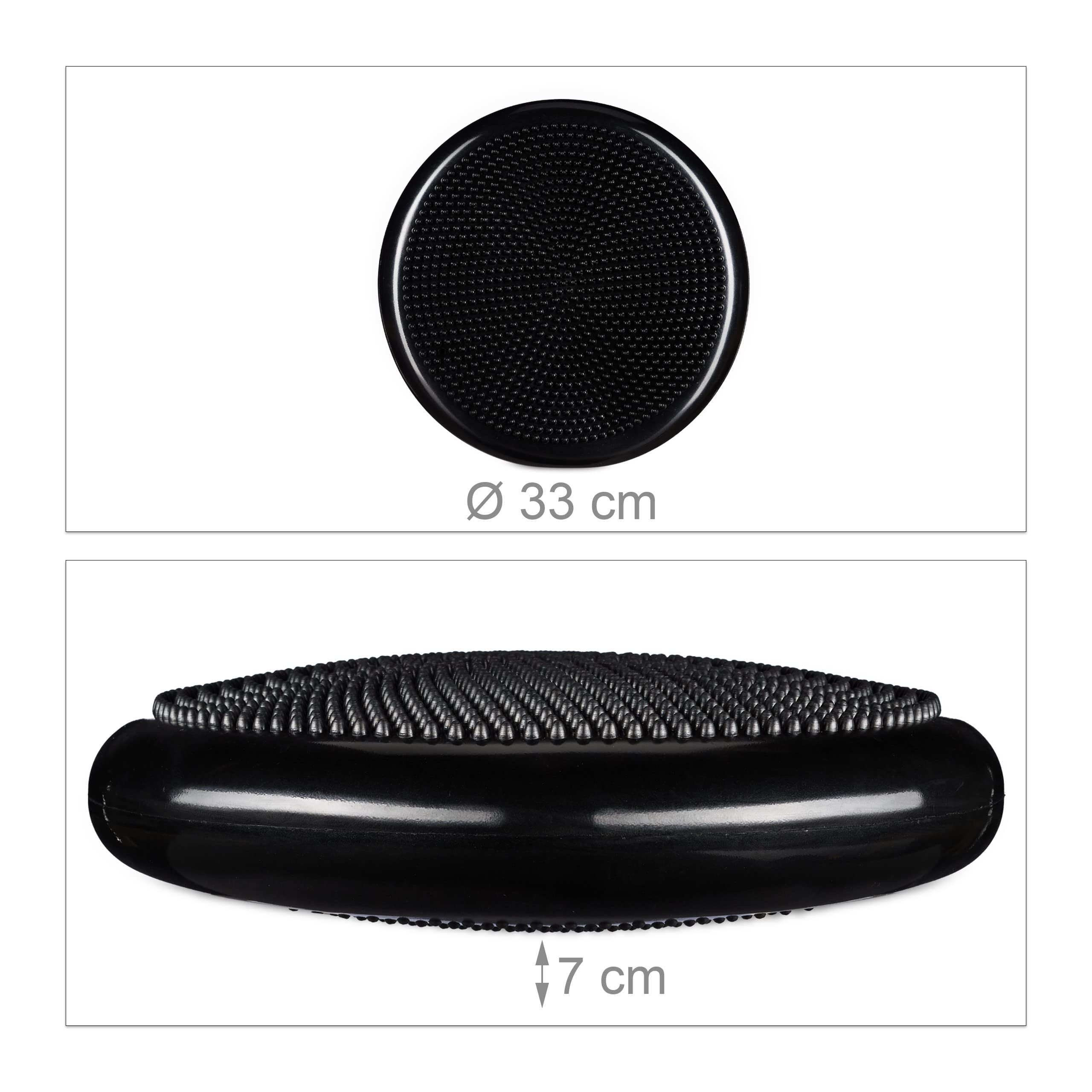Relaxdays Cuscino per equilibrio, peso massimo 140 kg, cuscino di equilibrio, pompa d'aria, cuscino di seduta pallone con gommini, cuscino fitness