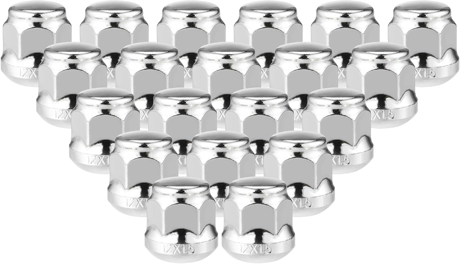 20 Pcs Wheel Lug Nuts Compatible for Honda Accord Civic, Durable Chorme Plated M12x1.5 Carbon Steel Silver Tone Tire Lugnuts