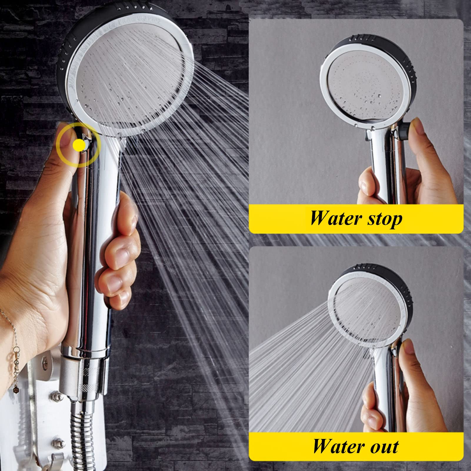 Alcachofa de Ducha y Soporte Ajustable, Ducha de Mano de Alta presión con Filtro, Duchas de Mano universales