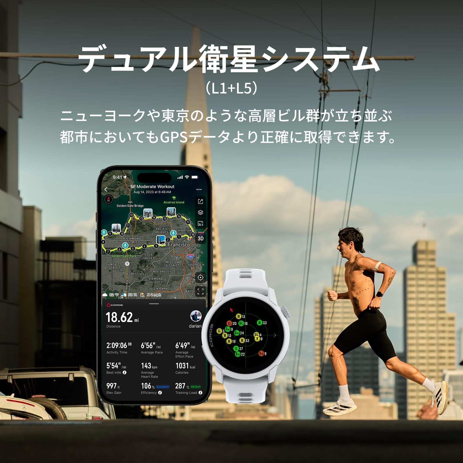 COROS Pace 4 Montre de Sport Ultra légère avec GPS précis écran Tactile AMOLED de 1,2", 19 Jours d'utilisation Quotidienne, Moniteur de fréquence Cardiaque, Navigation, Course à Pied, Cyclisme