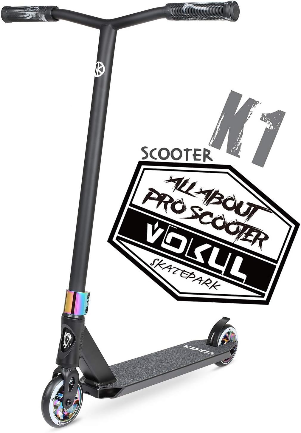 VOKUL K1 Pro Trick Scooter | Stunt Scooter, for Kids 8 Years and Up,Teens,Adults - Best Entry Level Freestyle Stunt Scooter for,Boys,Girls - Freestyle Skate Park Street Scooter Neo-Black