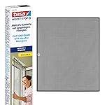 tesa Insect Stop Clip On Window Screen with Removable Frame - Cut to Size - Strong Fiberglass Mesh - Self-Adhesive Clips - 1 x 1.2 m - Anthracite