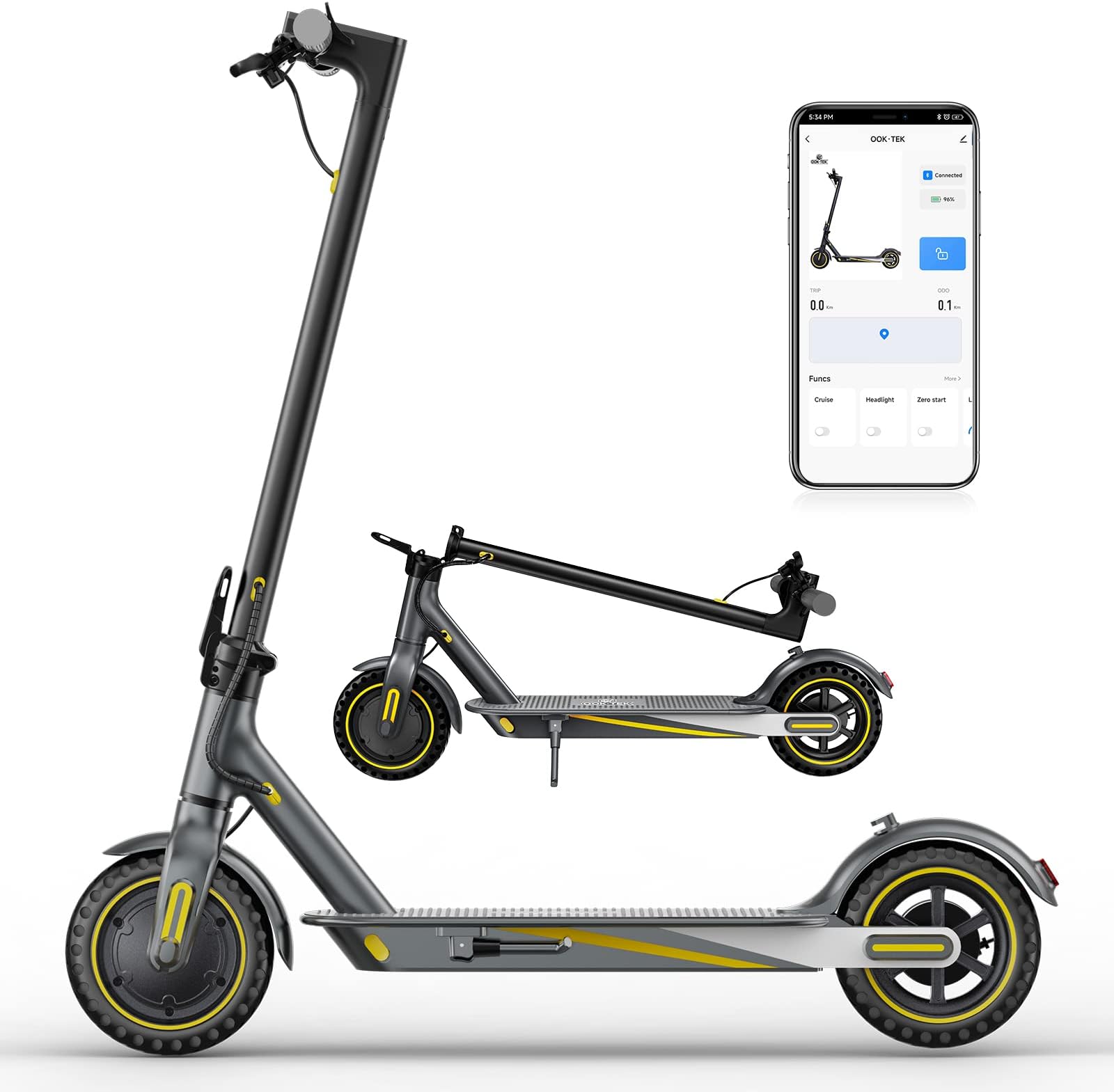 Electric Scooter for Adults, Up to 21 MPH, 19 Miles Ranges, 350W Motor E-Scooter with 8.5 Inch Tires, Foldable Escooter with Dual Braking and APP Control, UL Certified