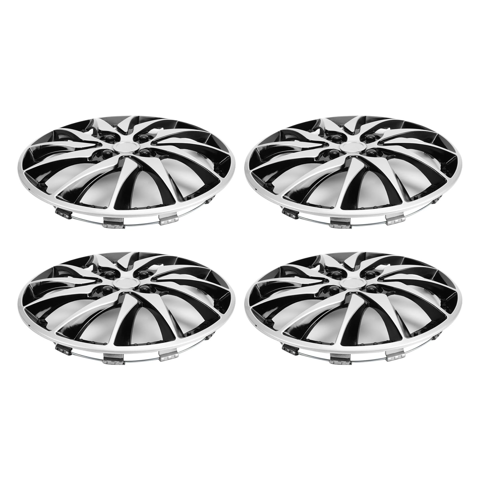 COPRICERCHI UNIVERSALI DI RICAMBIO DAL DESIGN ELEGANTE, ADATTI ALLA MAGGIOR PARTE DI AUTO, CAMION E SUV (Argento Nero)