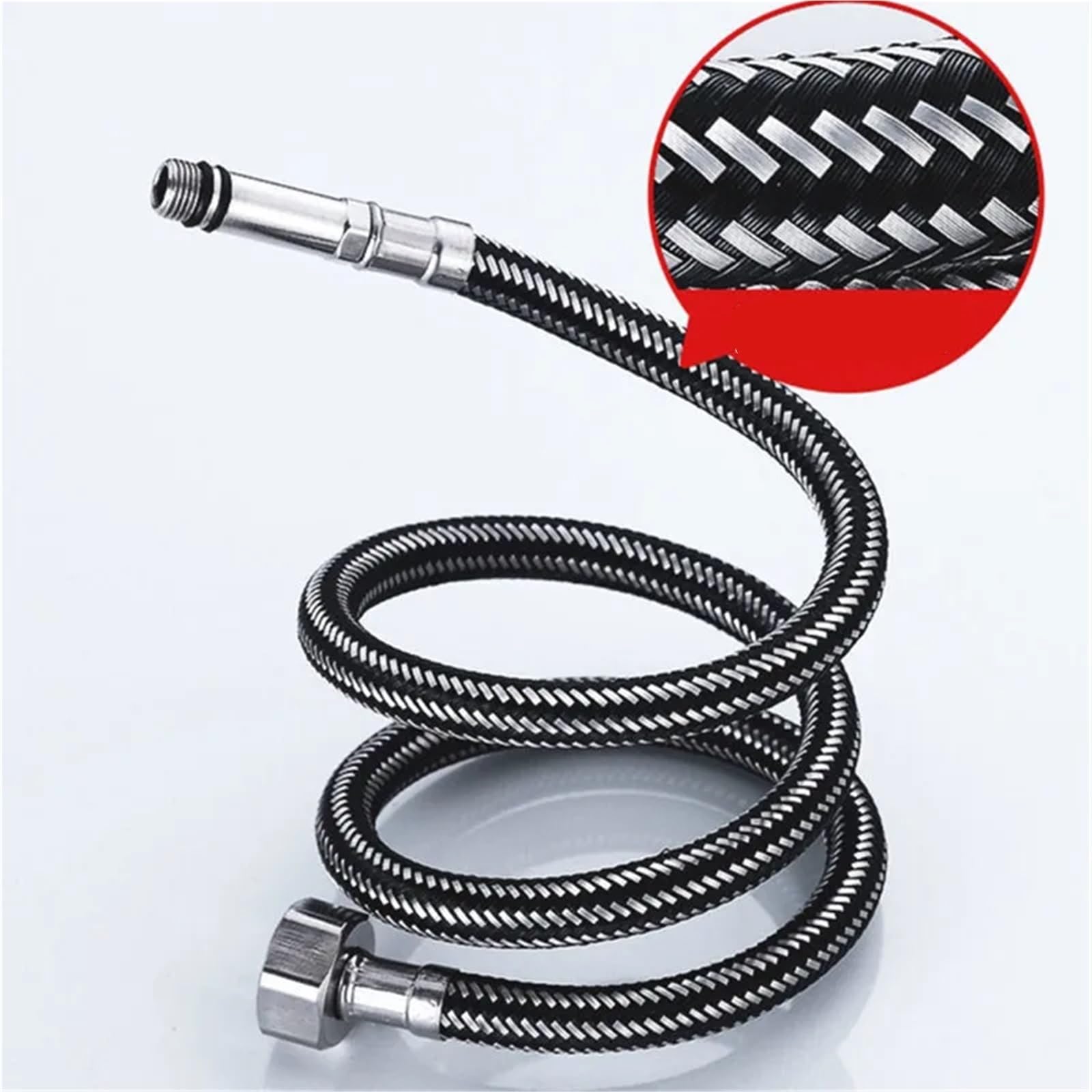 Manguera trenzada de acero inoxidable, paquete de 2 tubos de nailon termoresistentes para grifos de cocina y baño, tubo de agua flexible G1/2, a prueba de fugas