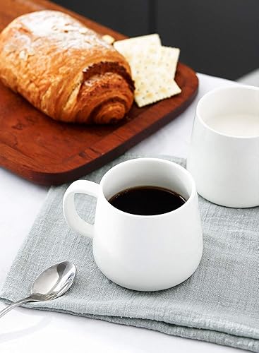 Miniatura 4 de Teocera Tazas jumbo, cuencos de sopa con asas, 24 onzas para café, juego de 4 tazas de café + juego de 4 tazas de café de cerámica lisa de 12 onzas