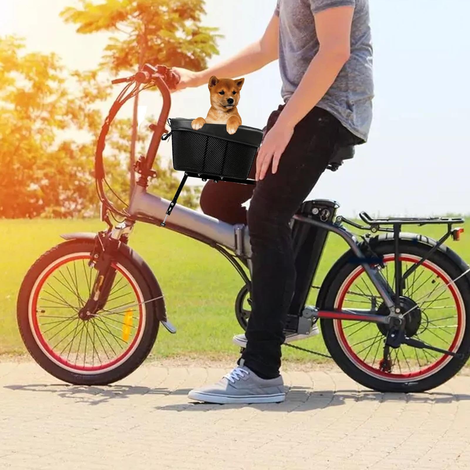 Lenkerkorb für Hunde, Fahrrad-Haustierkorb - Fahrradkorb - Wasserdichter, Faltbarer, Abnehmbarer Korb, vielseitig einsetzbar für kleine Haustiere