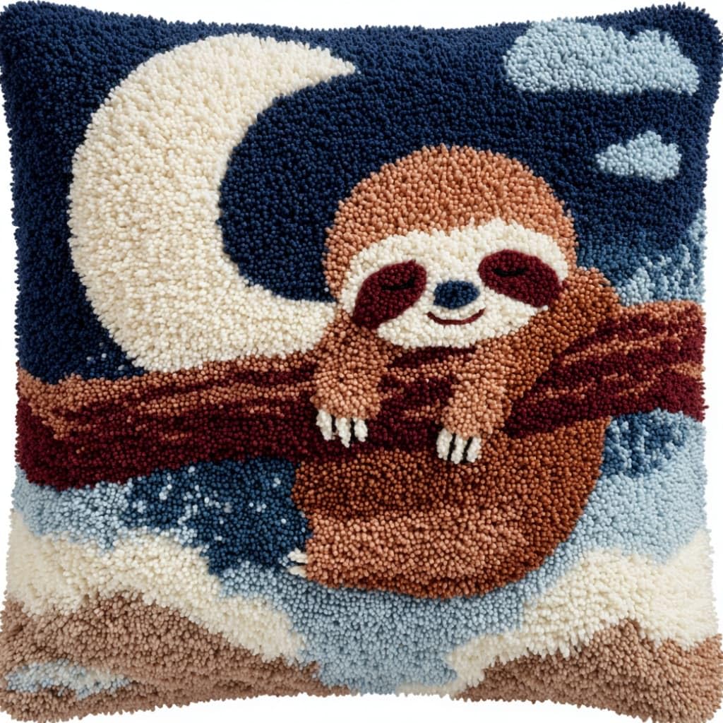 kitphoenix Latch Hook Kits for Adults Sloth and Moon 43Cmx43Cm