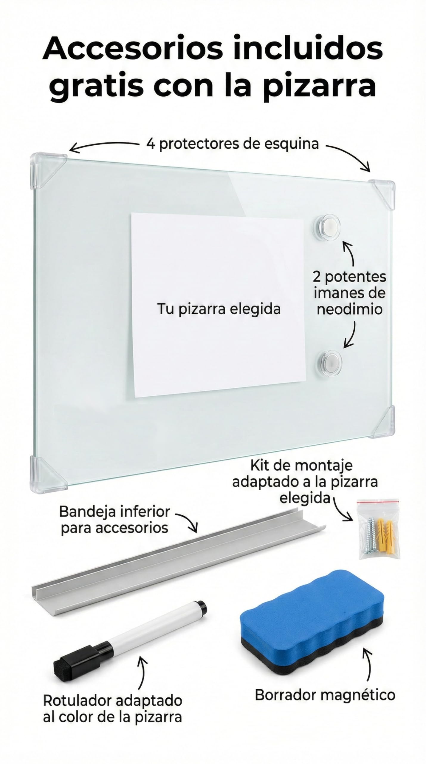 CRISTALIUM Pizarra Negra Magnética de Vidrio Templado | Pizarra Negra para Oficina y Casa | Incluye Accesorios y Kit de Montaje - 120x120 cm