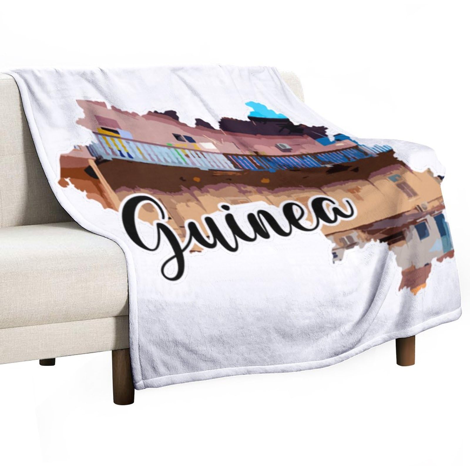 Couverture polaire flanelle de Guinée pour soirées canapé design urbain