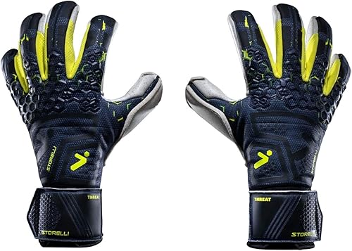 Miniatura 8 de Storelli Silencer Threat Goalkeeper Gloves, High-Impact Hand Protection with 5 Removable Finger Spines, German Quartz Latex with Foam Padding,