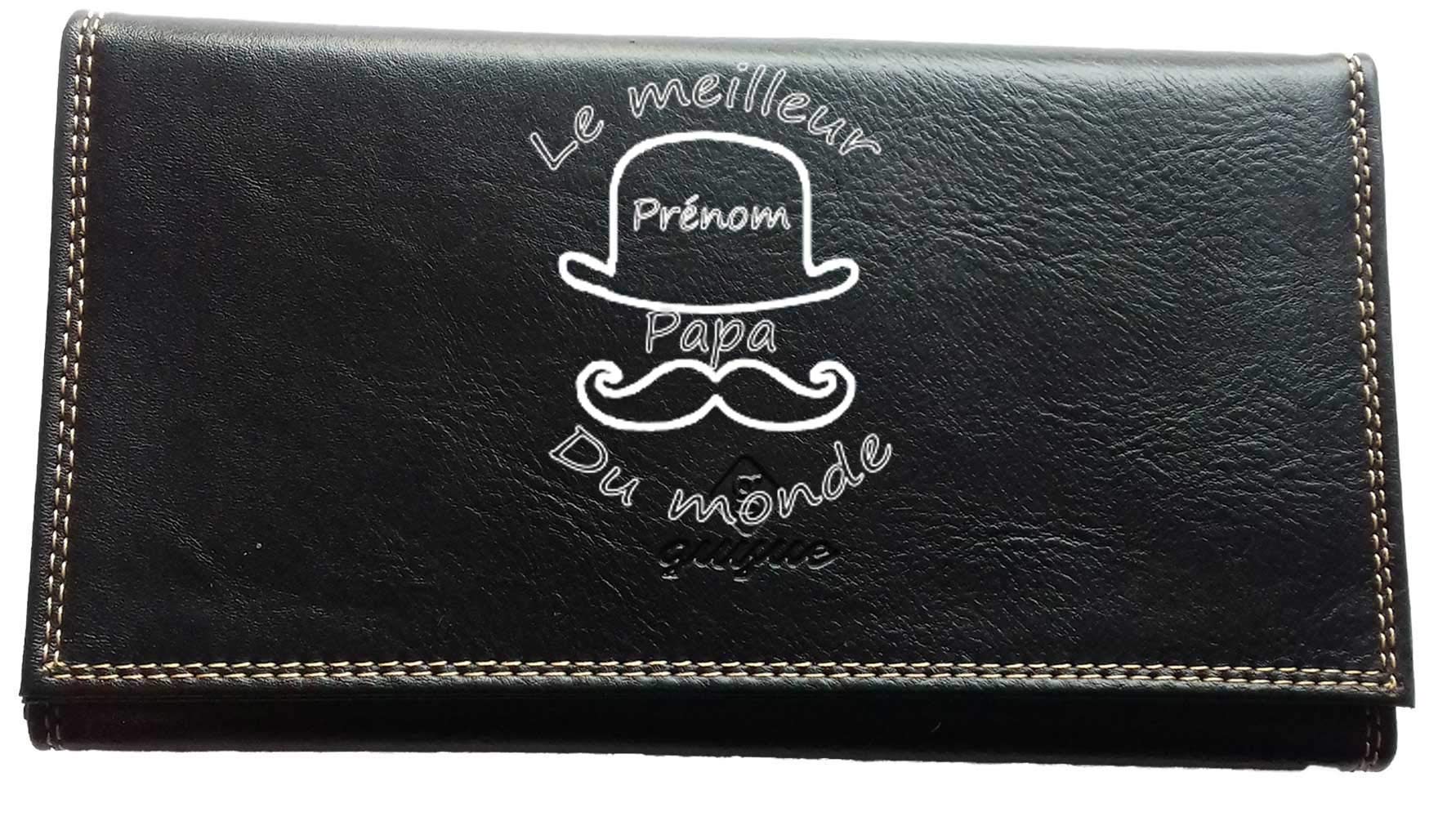Syl'la Compagnon Tout-en-Un Porte chéquier en Simili Cuir Personnalisé pour Le Meilleur Papi avec prénom
