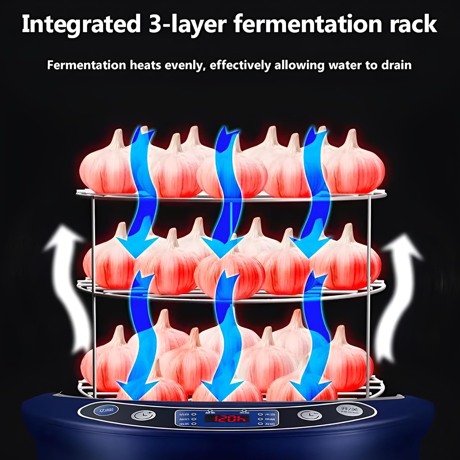 Máquina eléctrica de ajo negro de 6 L, multifuncional, comercial, fermentador de ajo, panel de control inteligente, fermentación estéreo para yogur, arroz, ajo negro