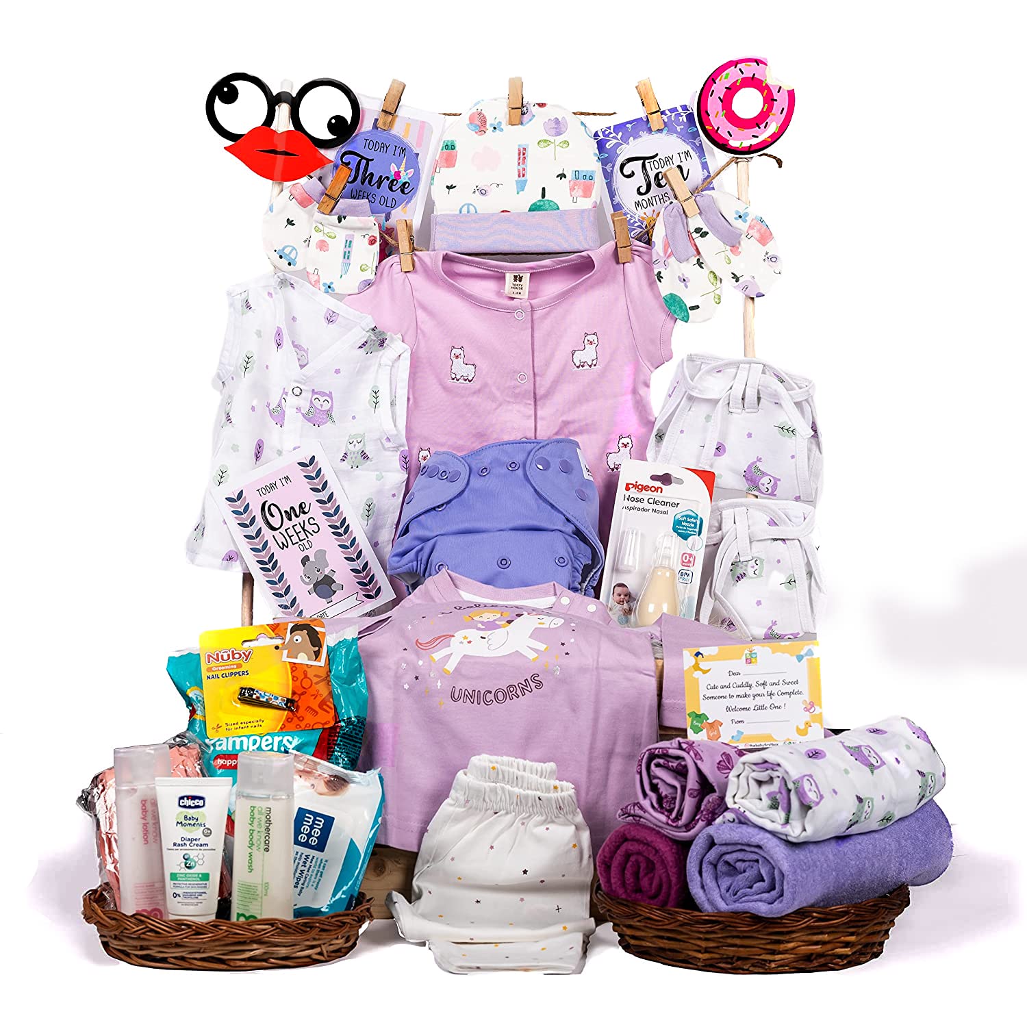 The Baby First Box Newborn Baby Essential Kit-21 Items(Summer Kit For 0-3 Months) Newborn Hamper Gift Set Baby Gift Kit Gift Set For Baby Shower For Baby Girls_05, Multicolor The Baby First Box Newborn Baby Essential Kit-21 Items(Summer Kit For 0-3 Months) Newborn Hamper Gift Set Baby Gift Kit Gift Set For Baby Shower For Baby Girls_05, Multicolor